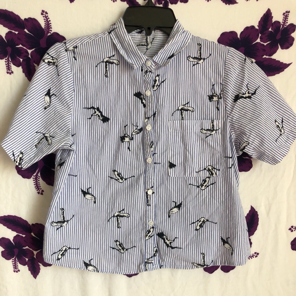 Cropped Blue stripped top